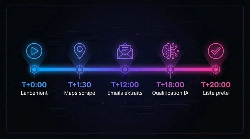 Timeline : 10 minutes du lancement à la liste scorée prête à appeler